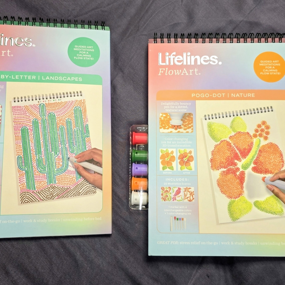 Lifelines Flow Art Coloring Books with Markers Set